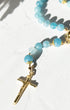 Delicate blue aventurine Queen of Heaven Rosary with gold accents