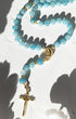 Queen of Heaven Rosary: light blue jade with gold accents and crucifix