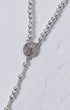 Mini white gold rosary with silver beaded necklace and saint benedict medal