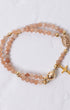 Sunstone magnetic rosary bracelet in delicate peach beads with gold accents