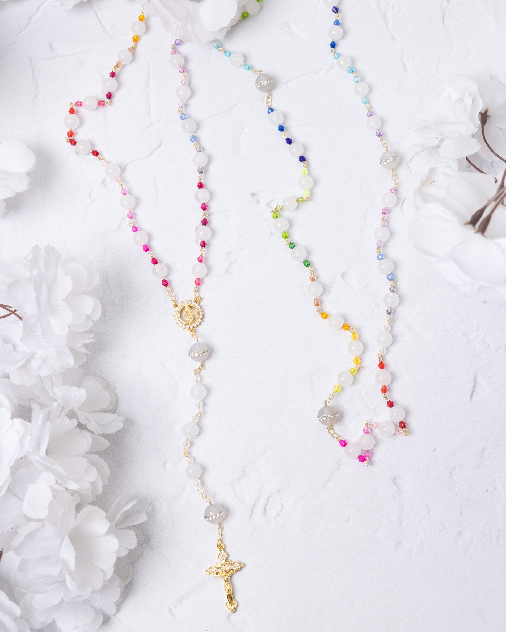God’s Rainbow Covenant Rosary with multicolored gemstone beads