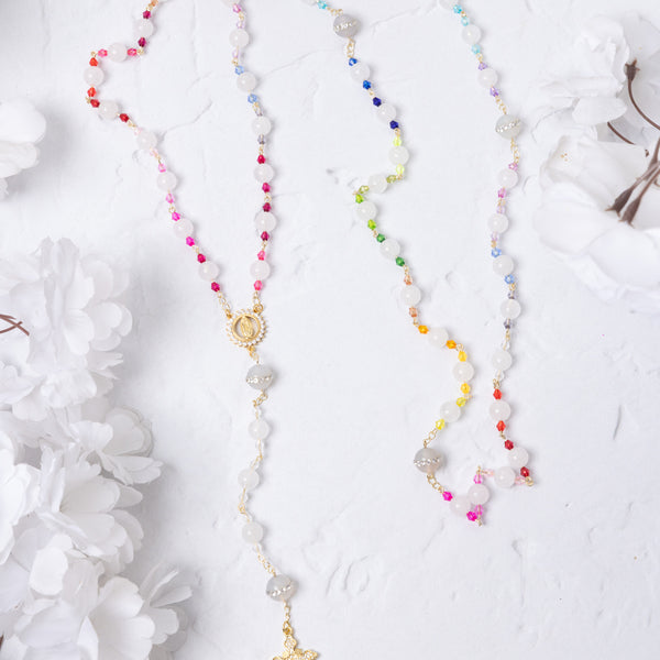 God’s Rainbow Covenant Rosary with multicolored gemstone beads