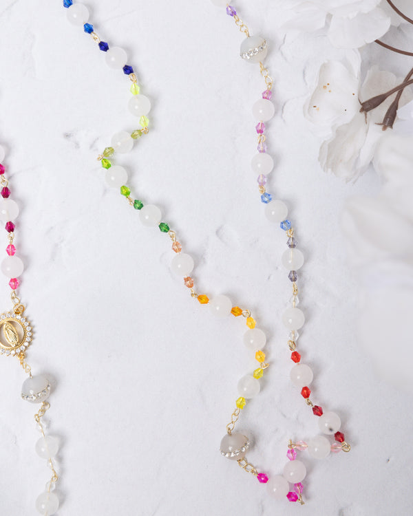 God’s Rainbow Covenant Rosary with multi-colored beads and crystals