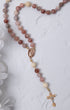 Rosa Mystica rosary with pink mauve beads and gold cross