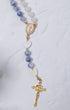 Advent Candle Rosary with lavender white beads gold crucifix medallion