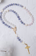 Advent Candle Rosary with lavender pink beads, gold crucifix, ornate medallion