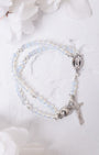 Delicate Opal Rosary Bracelet with blue crystal beads and silver charms