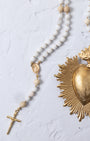 Golden Sacred Heart Medal and Immaculata Rosary with Sunburst and Beads