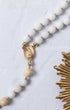 Immaculata Rosary: white beaded with gold accents and engraved medallion