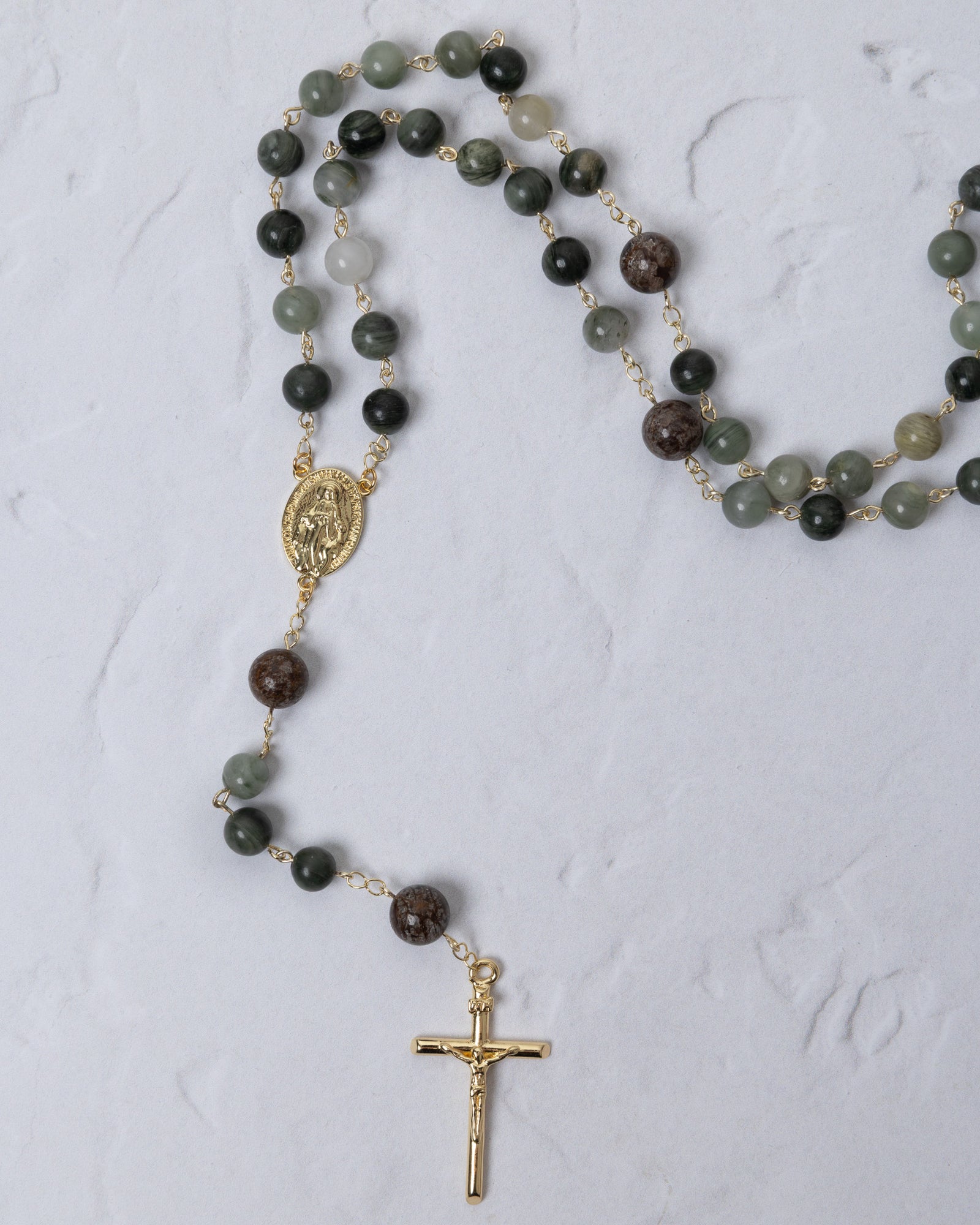 Dark Green + Brown Decade Rosary