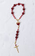 Red glass bead Seven Sorrows Chaplet with gold accents and heart centerpiece