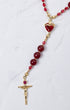 Red and gold Seven Sorrows Chaplet with heart centerpiece and crucifix