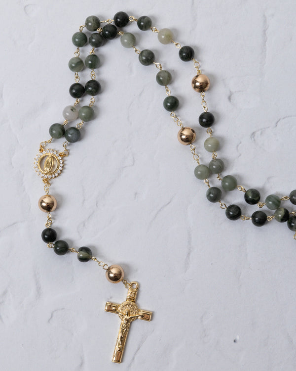 Dark Green + 14K Gold Rosary