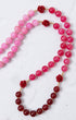 Mater Amoris Rosary: gradient pink-red bead double-strand necklace with gold rose accents