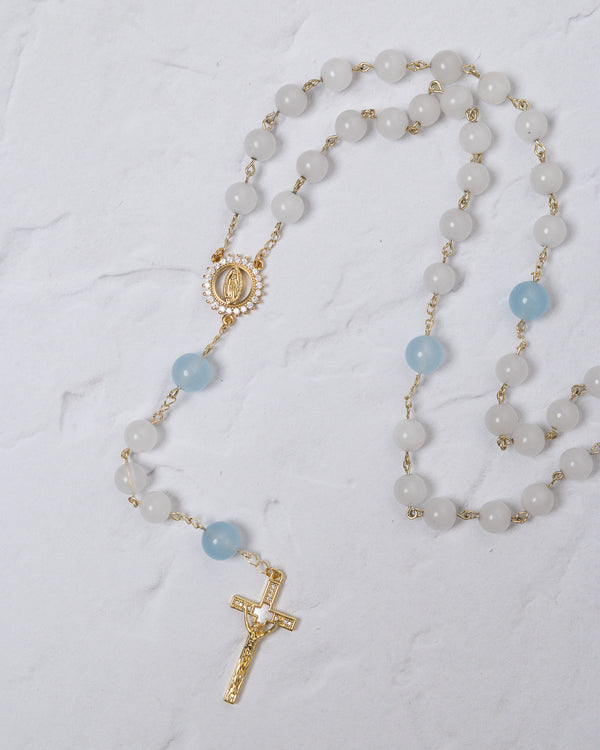 Clear Agate + Sky Blue Rosary