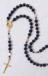Our Lady of Aparecida elegant black gold rosary with blue beads crucifix