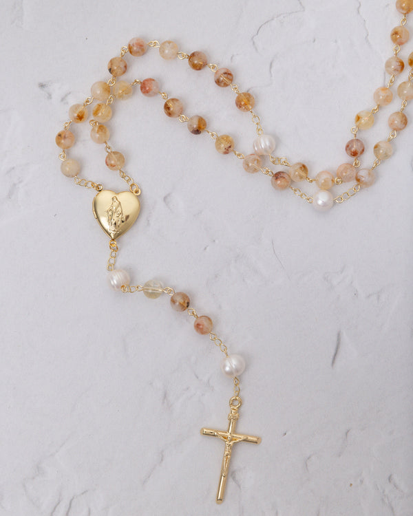 Citrine Rosary with Heart Locket