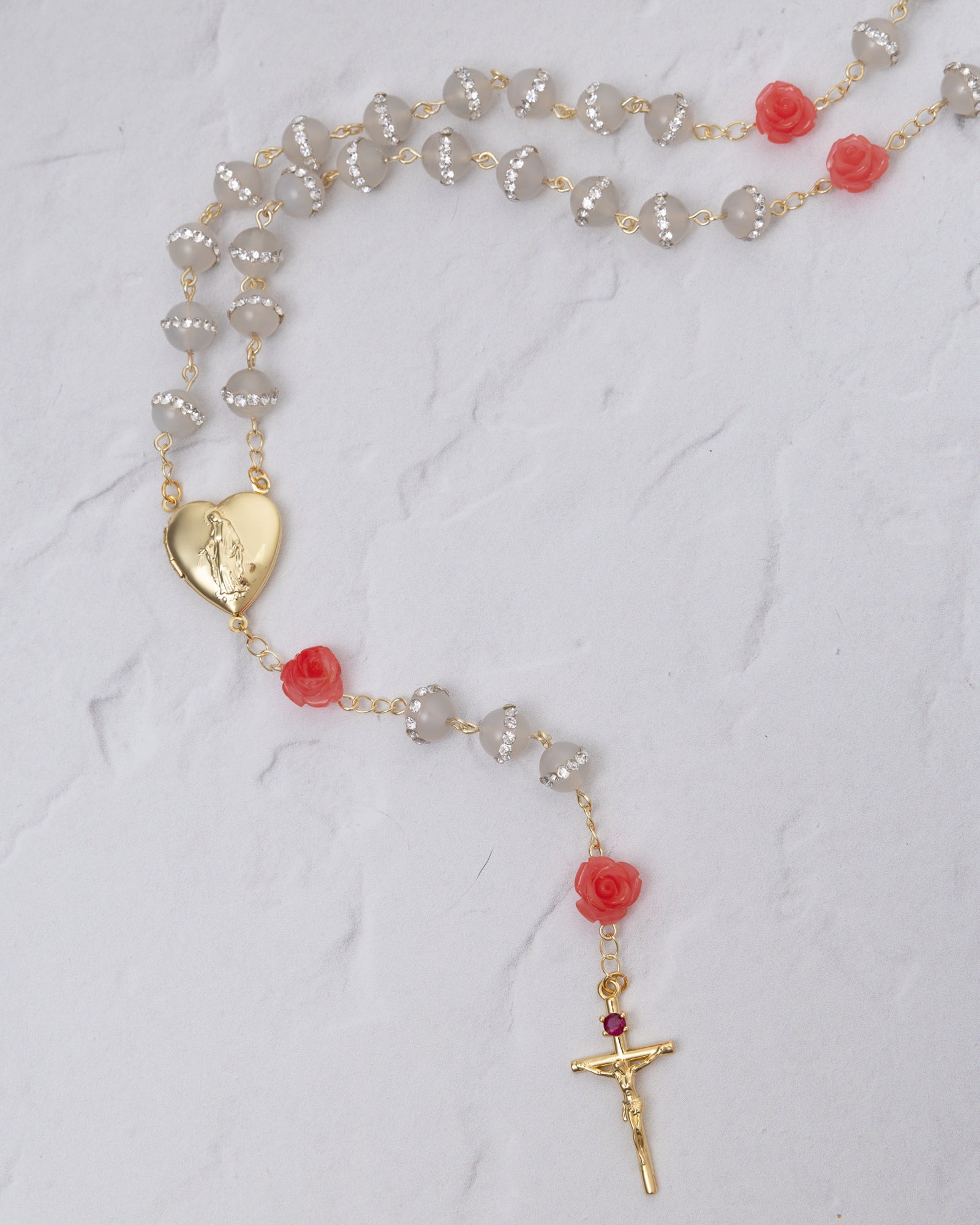 Rhinestone + Rose Rosary