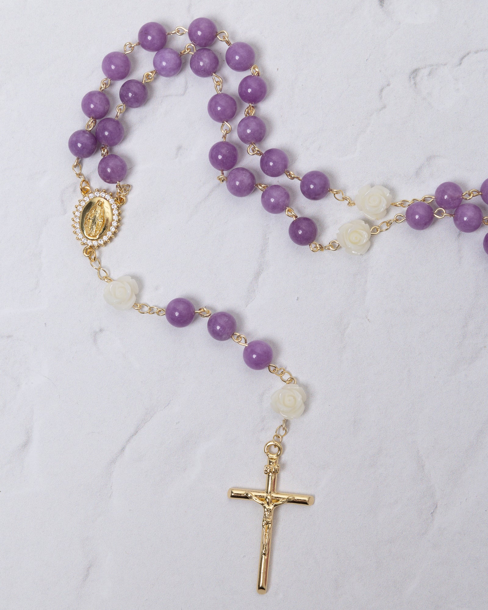 Violet and White Rose Rosary