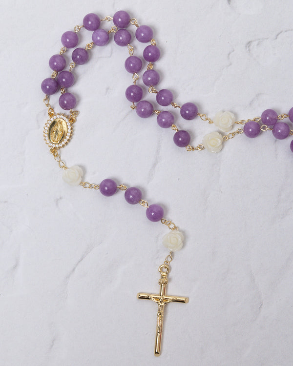 Violet and White Rose Rosary