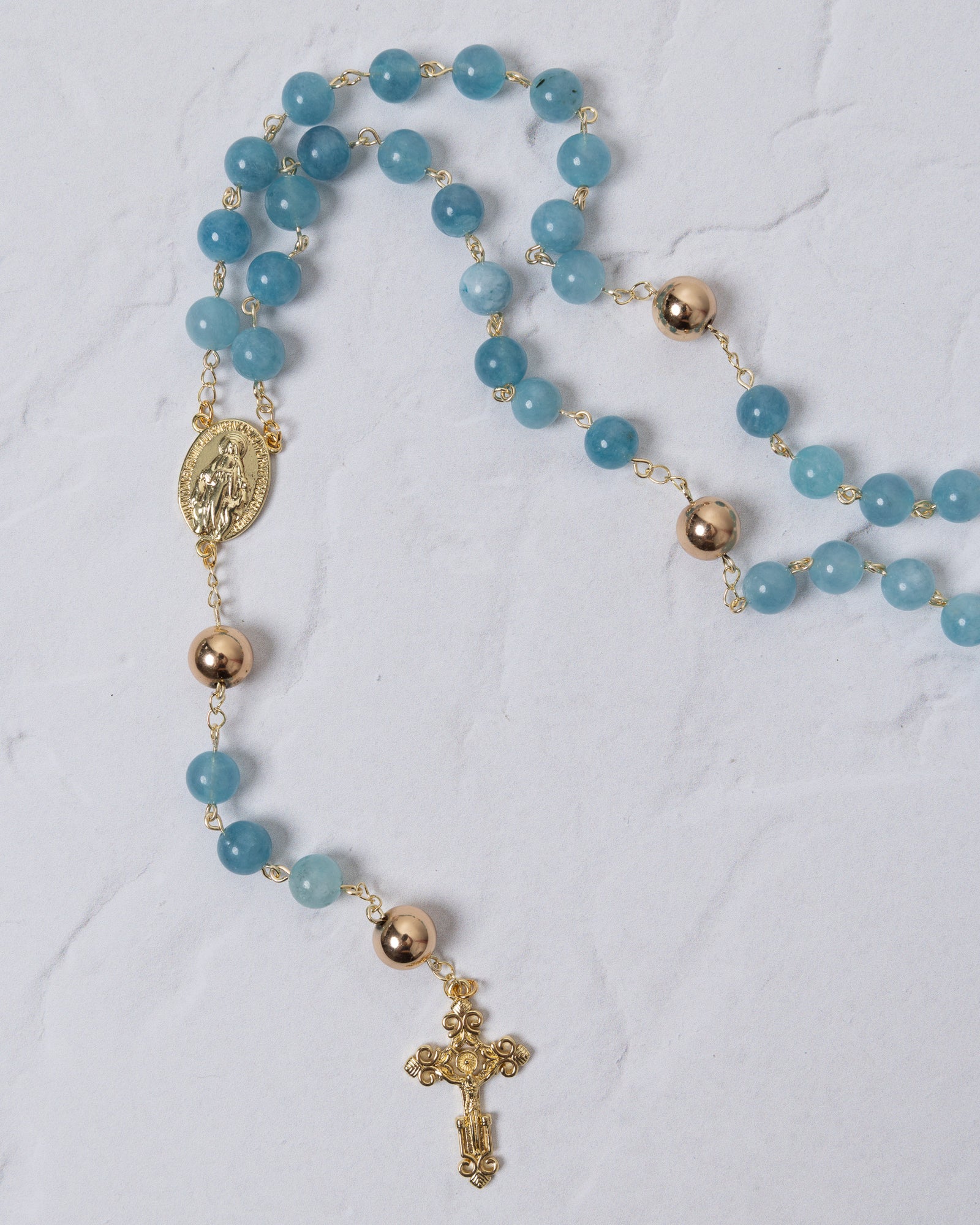 Sky Blue and 14K Rosary