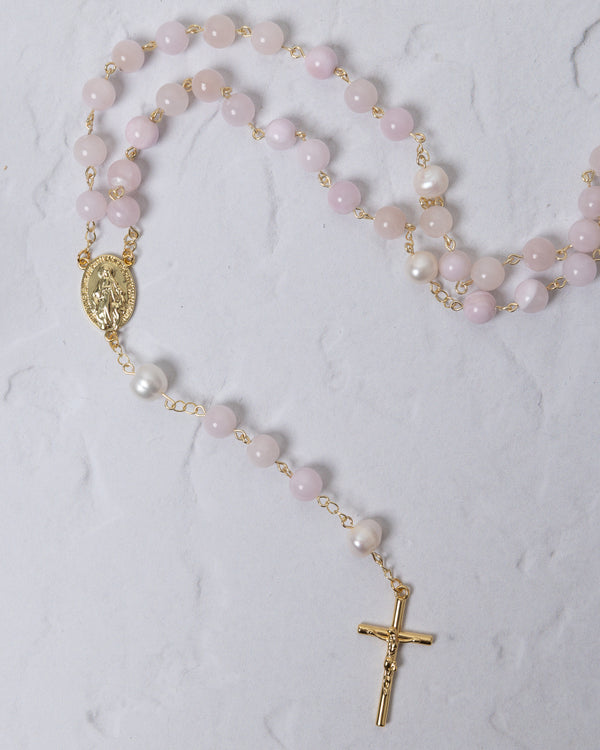 Light Pink Rosary with Pearls