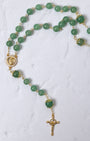 Green jadeite rosary with gold-toned accents and crucifix
