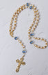 Pearl Something Blue Bridal Rosary with gold rosary, cream pearls, blue crystals