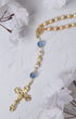 Pearl Something Blue Bridal Rosary with gold tone, pearls, blue crystals