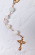 Pascha Morganite Rosary with white pink beads and rose gold cross
