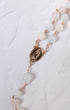 Pascha Morganite Rosary with pink white jade beads and rose gold medallion