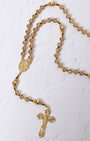 Gloria Aurea rosary with gold tone, crystal beads, crucifix pendant