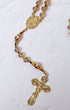 Gloria Aurea rosary with gold-toned clear amber beads ornate crucifix