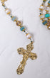 Gloria Maris rosary with gold crucifix, turquoise beads, crystals