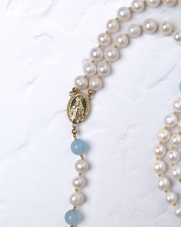 Pearl Something Blue Bridal Rosary