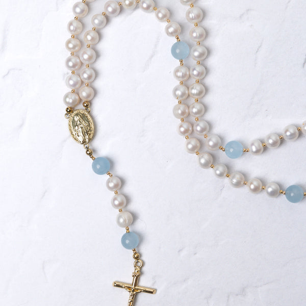 Pearl Something Blue Bridal Rosary