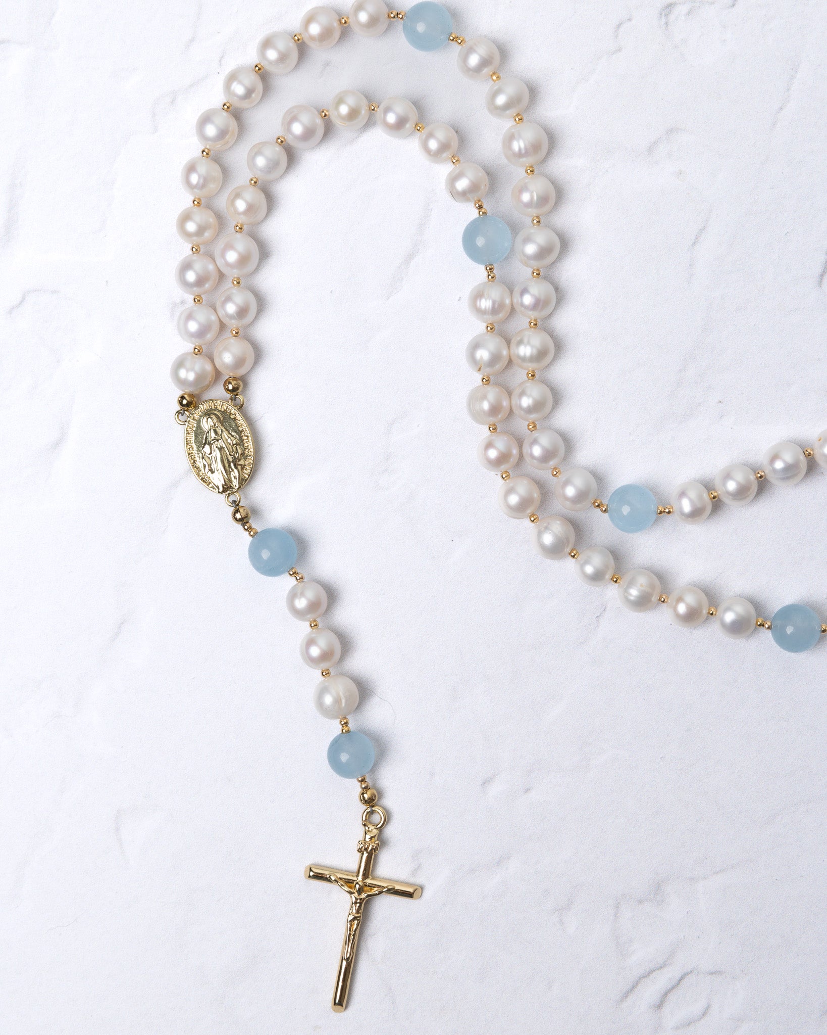 Pearl Something Blue Bridal Rosary
