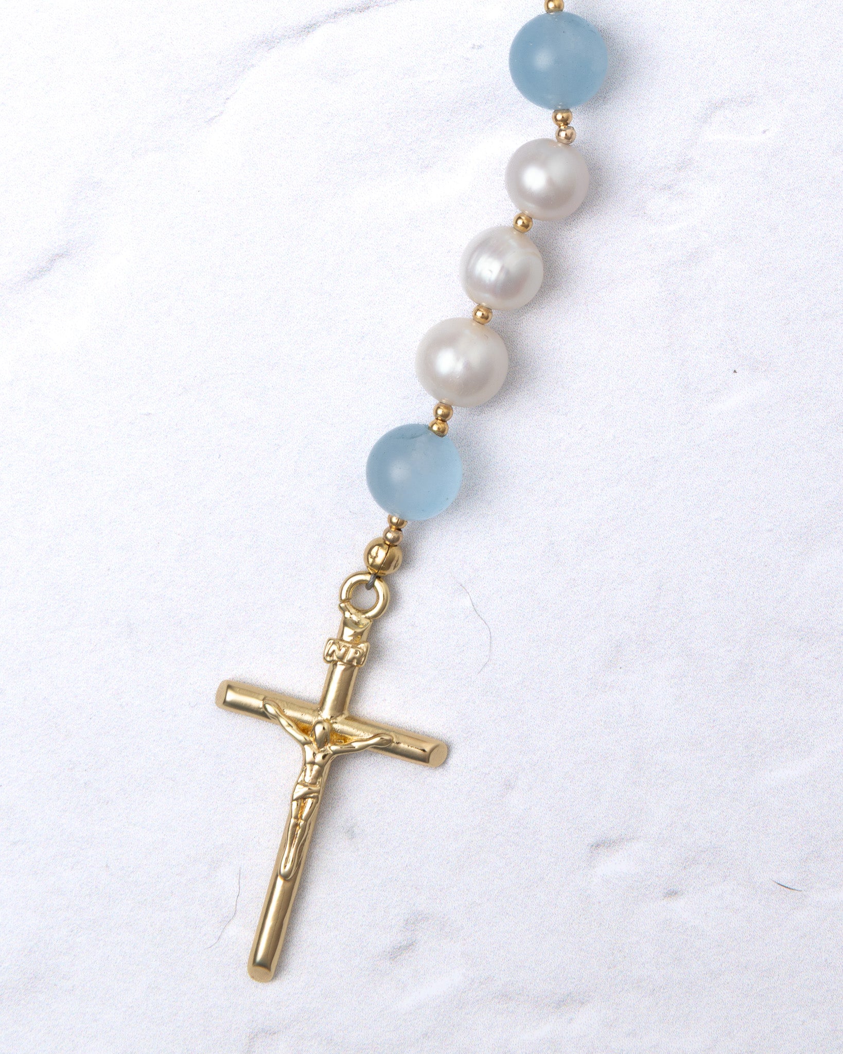Pearl Something Blue Bridal Rosary
