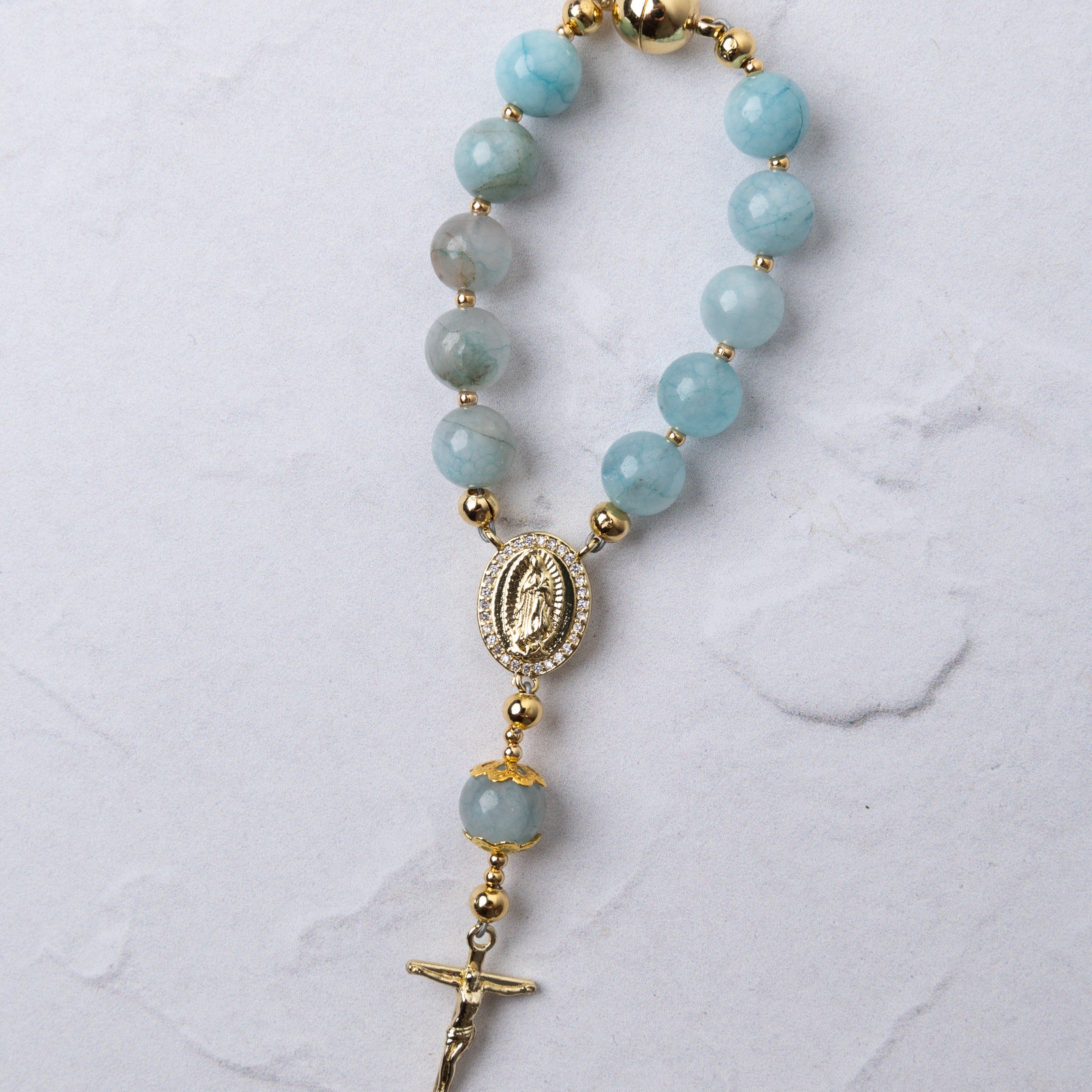 Spring Aquamarine Car Steering Wheel Rosary