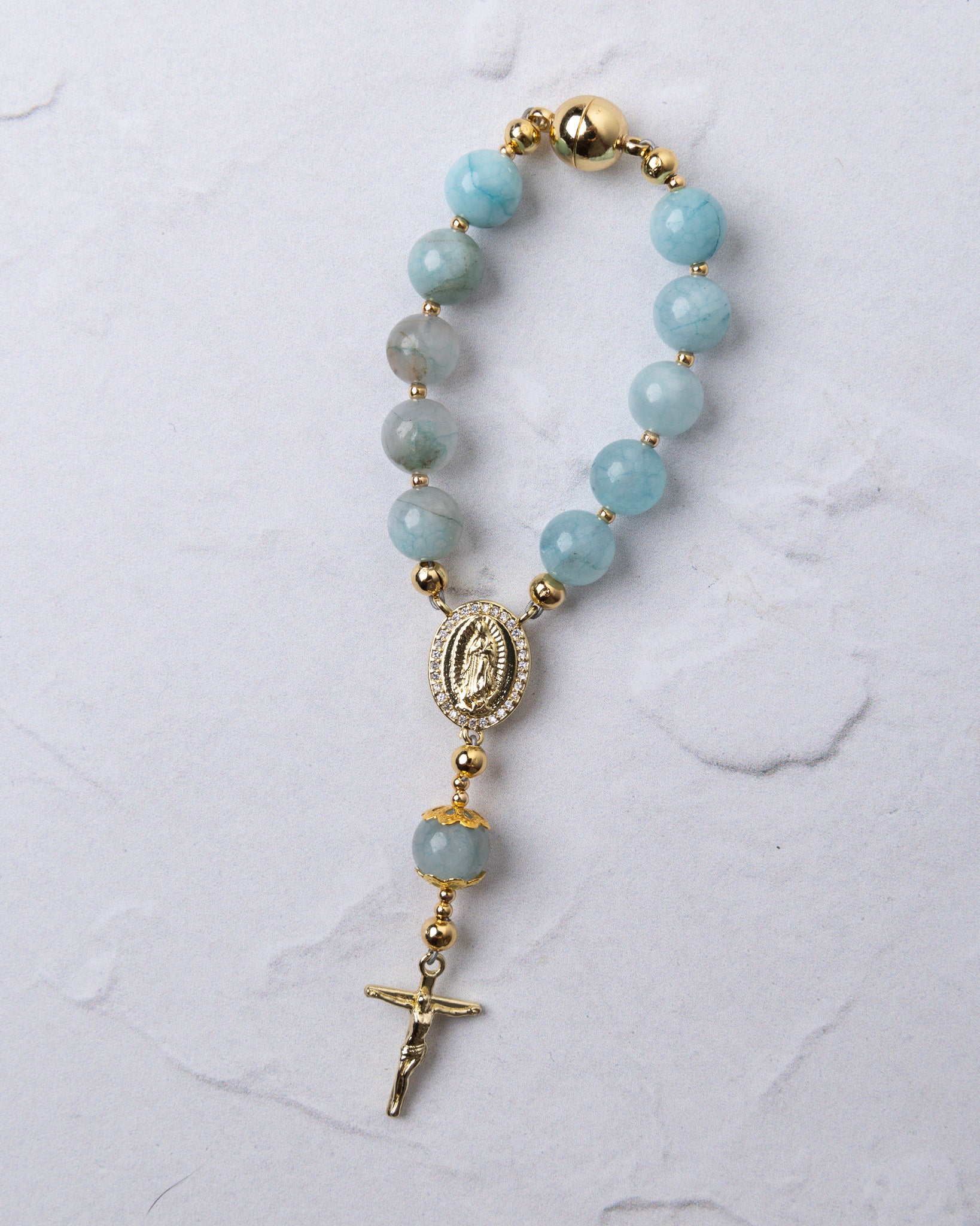 Spring Aquamarine Car Steering Wheel Rosary