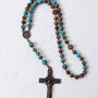 Western Skies rosary featuring turquoise and brown stones with a bronze crucifix and medallion for prayer use
