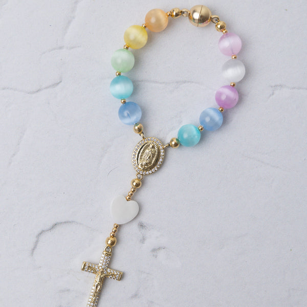 Rainbow Car Steering Wheel Rosary