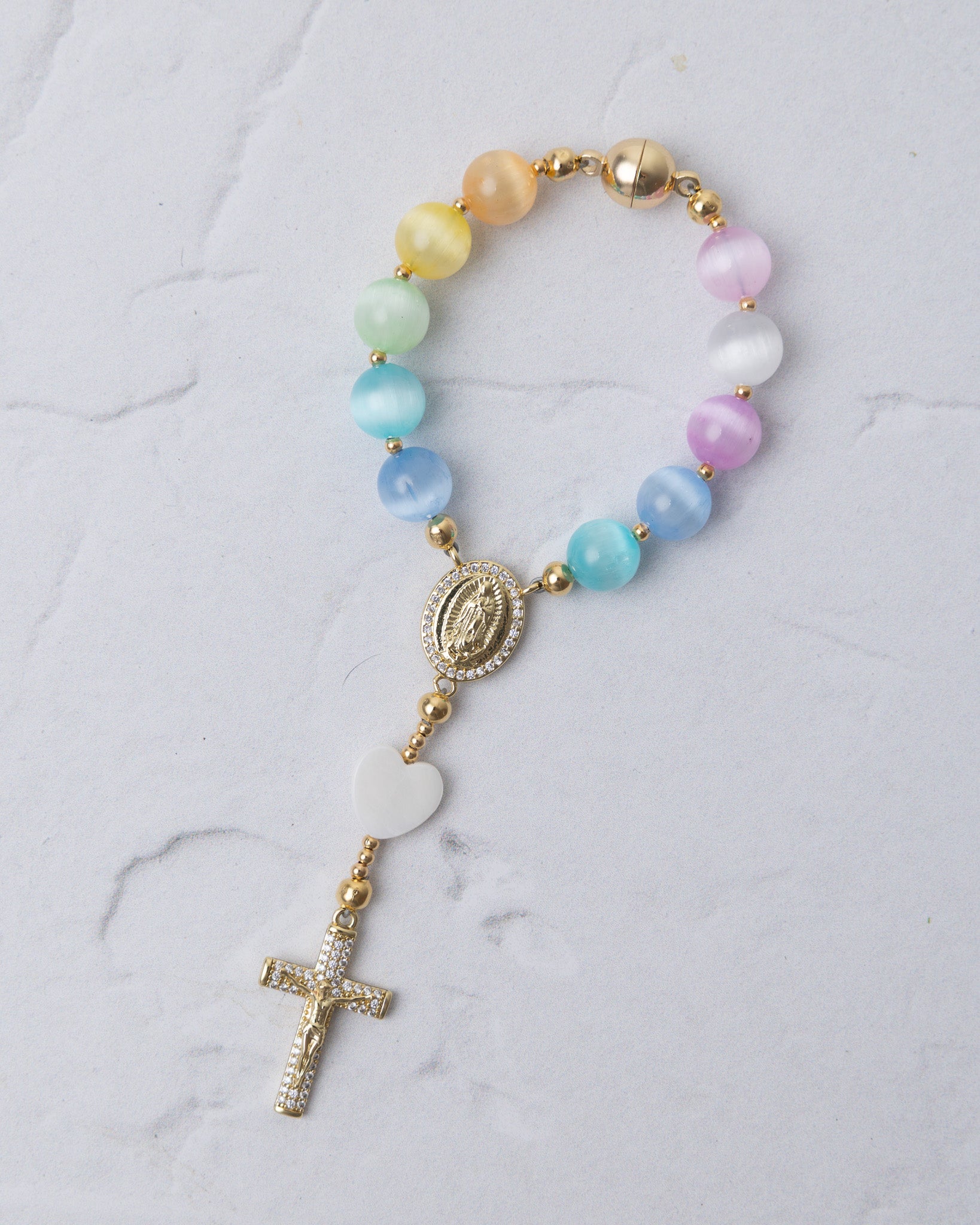 Rainbow Car Steering Wheel Rosary