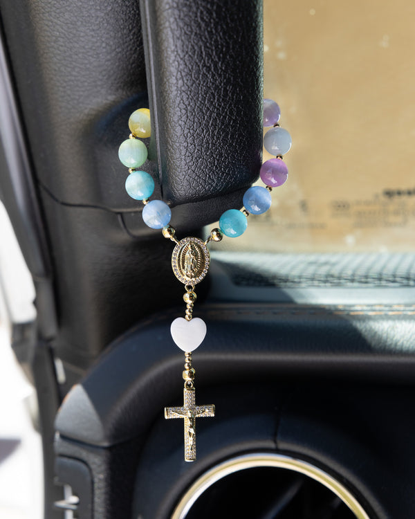 Rainbow Car Steering Wheel Rosary
