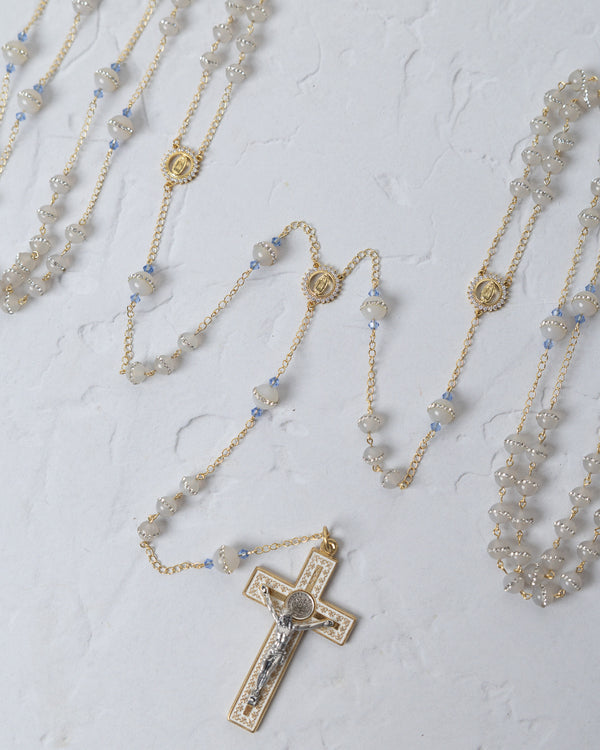 Something Blue Rhinestone Wedding Lasso Rosary