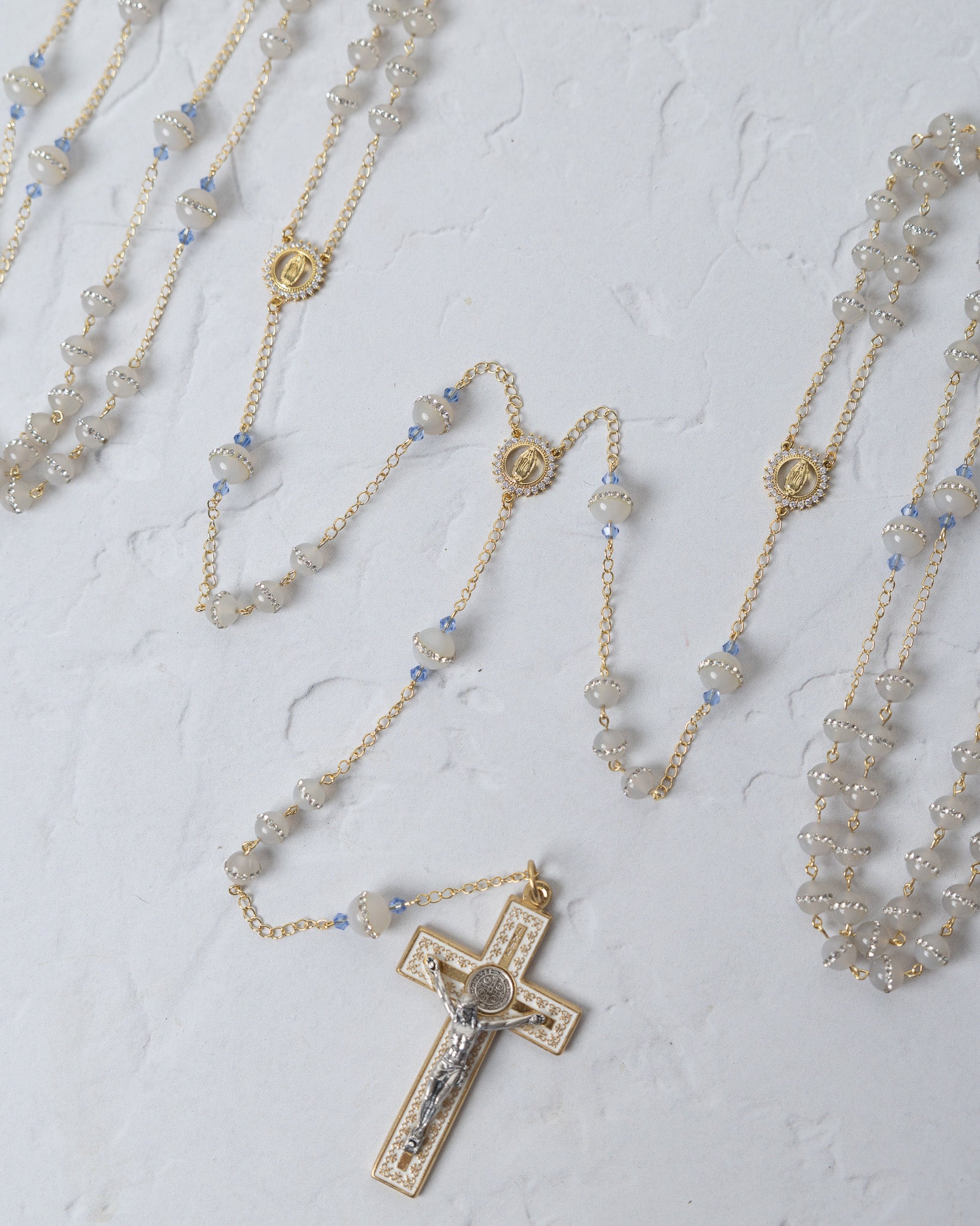 Something Blue Rhinestone Wedding Lasso Rosary
