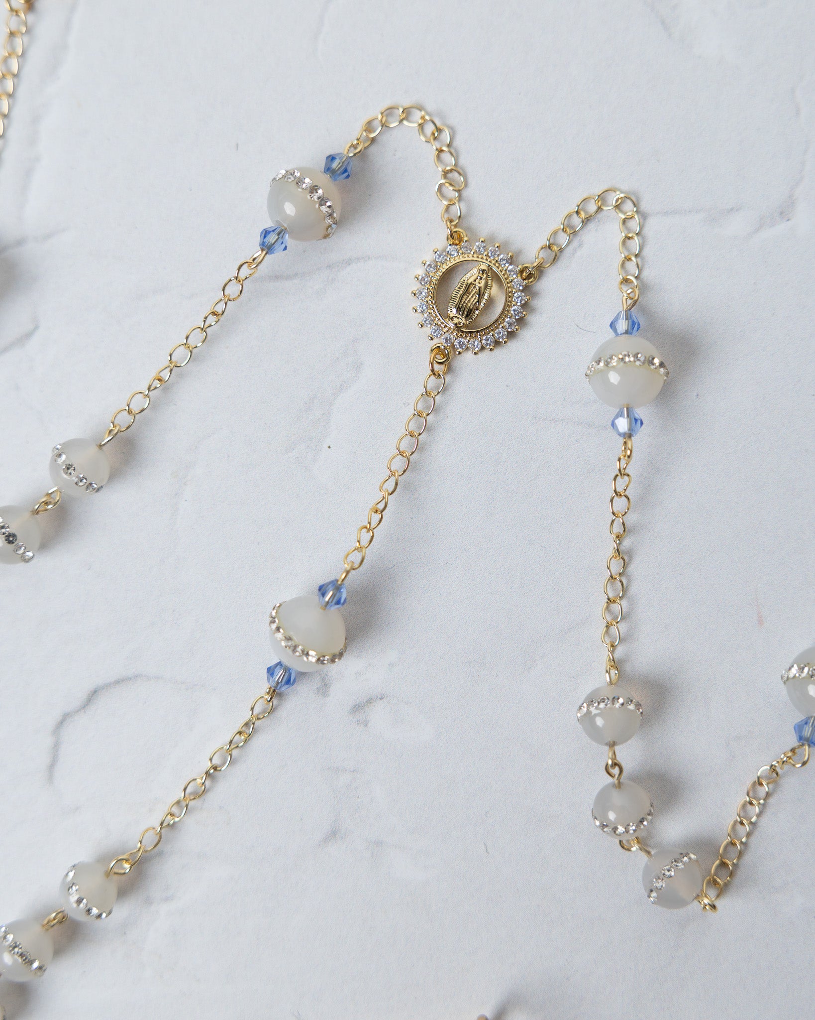 Something Blue Rhinestone Wedding Lasso Rosary