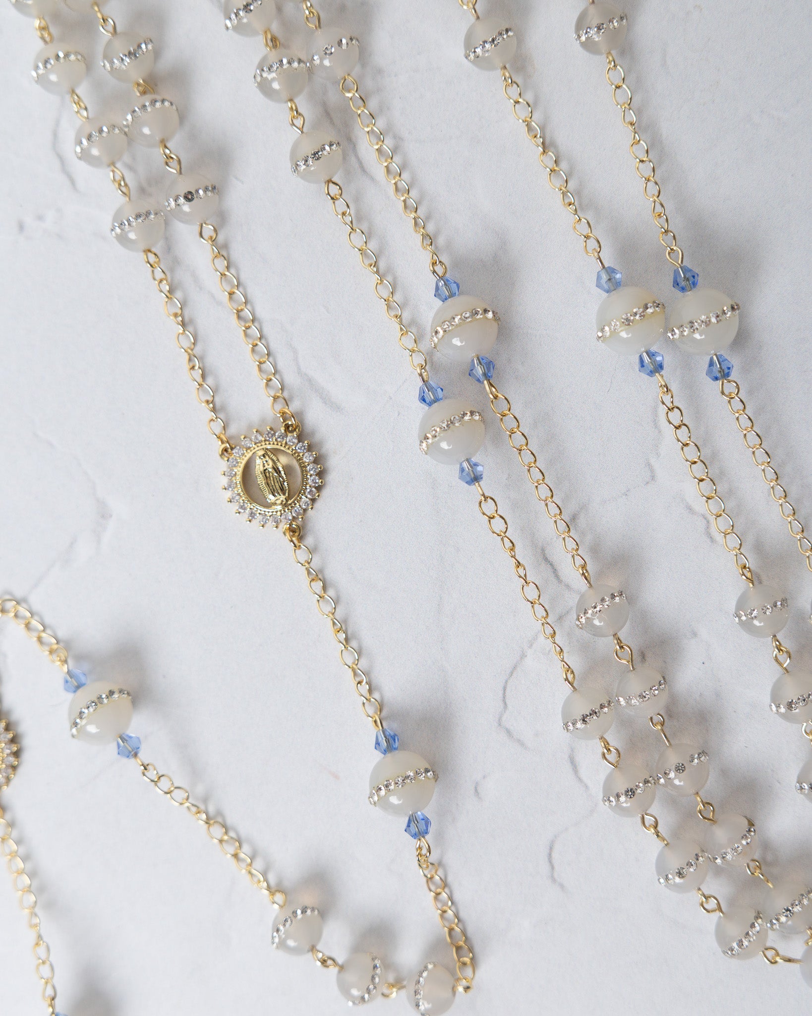 Something Blue Rhinestone Wedding Lasso Rosary