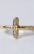 Gold crucifix ring adorned with sparkling clear stones along its arms and center for elegant wear