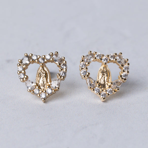Our Lady of Grace Heart Earrings